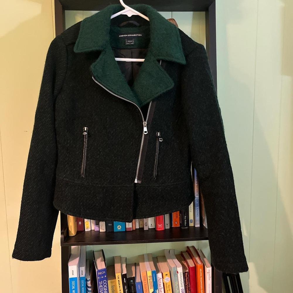 French Connection Dark‎ Green Wool Bomber Jacket